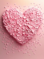 Canvas Print - Paper Heart Collage Pink Background