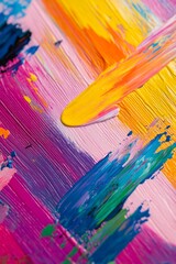 Wall Mural - vibrant colorful brushstrokes close up detail, abstract art background generative ai