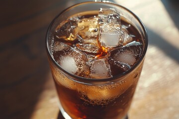 Sticker - Soda with Ice Cubes on Table