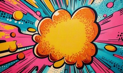 Wall Mural - colorful pop art bubble boom illustration, fun and playful design concept generative ai