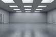 © Eyepain - minimalistic hall interior with empty gray wall square lamp light