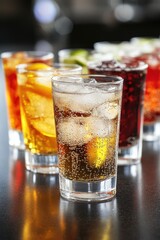 Poster - Row of glasses filled with various drinks