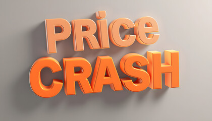 Wall Mural - 3d render of the word price crash for sales isolated with white highlights, png