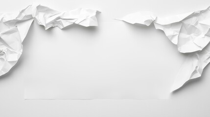 white crumpled paper on white background