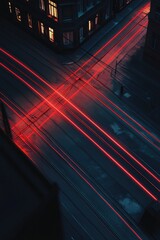 Wall Mural - Night City Street Red Lights