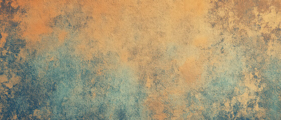 Wall Mural - A wall with a lot of spots and a blue and orange background