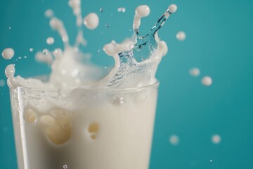 Wall Mural - Glass of Milk with Water Splash