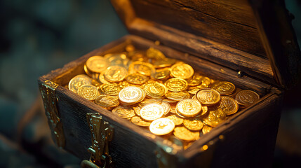 Chest with gold coins