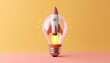 © Yelloone - A creative light bulb design featuring a rocket, symbolizing innovation and bright ideas in a colorful setting.