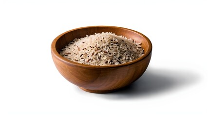 Wall Mural -  mixed low glycaemic index healthy rice grain basmati in wooden bowl on white background