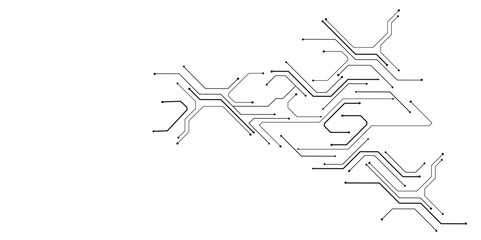 Aufkleber - Vector Technology connected white lines and dots with electronics elements on tech bg. Digital technology futuristic internet network speed connection white background.