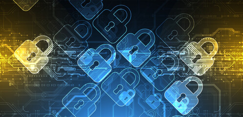 Aufkleber - Secure digital background. Virtual confidential, programming protection. Hand drawn vector.