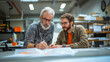 © Ed - Architects discussing the project, brainstorming and adjusting changes, the poster reflects the energy, collaboration concept of project success.