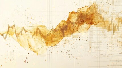 Wall Mural - A detailed financial graph showing fluctuations in gold prices over time, with gold-colored line graphs and key data points on a light background.