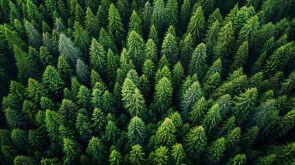 Wall Mural - aerial view of dense evergreen forest during daylight