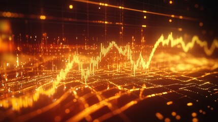 Aufkleber - A gold price graph on a computer screen with bright, contrasting lines and candlestick patterns, illustrating recent market trends and movements.