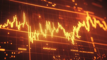 Aufkleber - A gold price graph on a computer screen with bright, contrasting lines and candlestick patterns, illustrating recent market trends and movements.