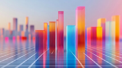 Poster - A high-resolution image of a 3D bar graph with varying heights, showcasing a detailed and colorful representation of data, with gridlines and a clean background for clarity