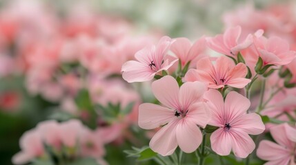 Sticker - Delicate Pink Flowers Blooming in a Garden During Springtime