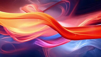 Canvas Print - A colorful, flowing piece of fabric with a red and orange hue. The image is abstract and has a dreamy, ethereal quality to it