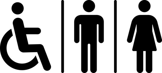 Toilet vector icon. WC sign. Female or male restroom. WC door plate symbol illustration.