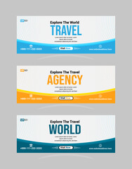 Go for travel agency corporate travel social media design Facebook cover template web banner bundle, abstract corporate travel agency for social media Facebook cover page banner template.