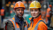 © silvia - Two Professional Construction Workers in Helmets at a Site