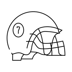 Wall Mural - helmet football player head protective accessory line icon vector. helmet football player head protective accessory sign. isolated contour symbol black illustration