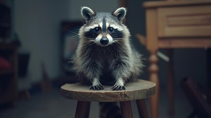 Sticker - Raccoon Sitting on a Stool