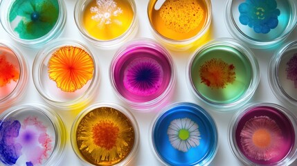 Wall Mural - Colorful Abstract Art in Petri Dishes