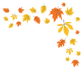 Wall Mural - Autumn Leaves Corner Decorative Natural Fall Falling Foliage. Vector illustrations of Autumn Plants.