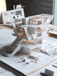 © Vilius - Architectural models of modern futuristic buildings showcasing detailed design and complex structures, crafted with precision and creativity in an architectural studio setting