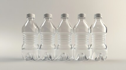 Canvas Print - Five Water Bottles in a Row