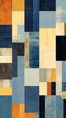 Canvas Print - Denim Patchwork Material Structure Background - Generative AI