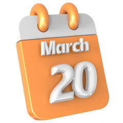 Wall Mural - 3D Calendar with 20 date number,March 3D Illustration