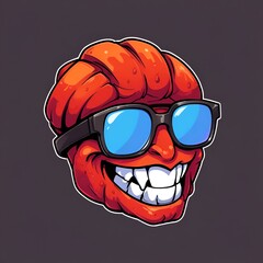 Sticker - Cool Red Cartoon Character with Sunglasses