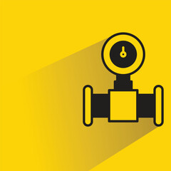 Sticker - gauge and pipeline with shadow on yellow background