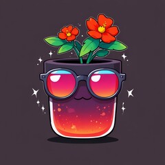 Poster - Cute Plant With Sunglasses