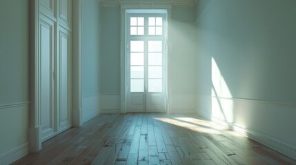 Sticker - Brightly lit empty room in apartment