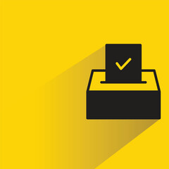 ballot box icon with shadow on yellow background