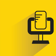 Poster - microphone icon with shadow on yellow background