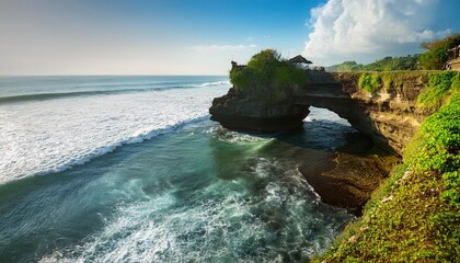 Wall Mural - cliff sea coast near tanah lot bali indonesia