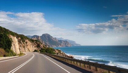 Wall Mural - a scenic drive along a coastal highway with ocean views