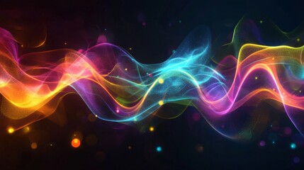 Aufkleber - An abstract representation of electrical waves with vibrant, glowing lines and dynamic patterns against a dark background, illustrating the concept of electrical signals.