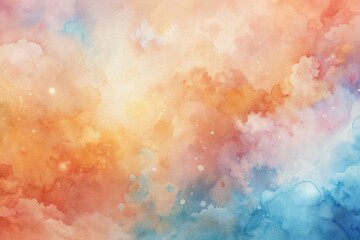 Wall Mural - soft, warm abstract watercolor background featuring blended shades of orange, pink, beige, and subtl