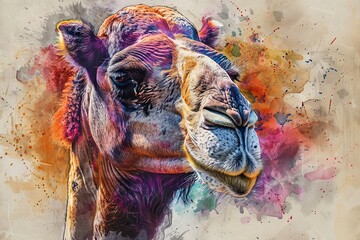 Wall Mural - Watercolor painting of a camels head