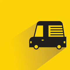 Sticker - car icon with shadow on yellow background