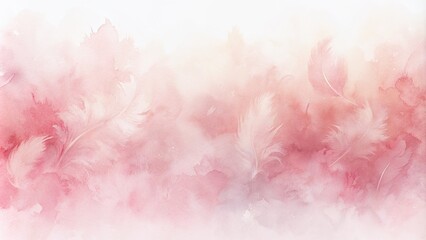 Wall Mural - soft pink watercolor stain gradient spreads organically on a crisp white background, creating a drea
