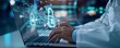 © ZeNDaY - Doctor Typing on Laptop with Digital Security Lock Interface
