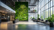 © Siasart Studio - Modern office interior with green wall and natural light.